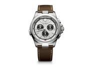 Victorinox Swiss Army Night Vision Chronograph 241729 Silver Brown Ecologically Tanned Leather Strap Analog Quartz Men s Watch