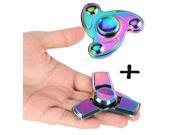 2 Pack Tri Fidget Hand Spinner Rainbow Finger Gyro Toy Focus ADHD Autism USPS
