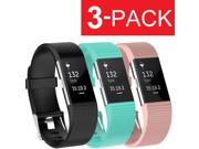 Fitbit Charge 2 Strap Replacement Bands Silicone Fitness Wristband 3-Pack