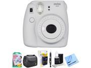Fujifilm Instax Mini 9 Instant Camera White with AA Batteries & Charger Bundle