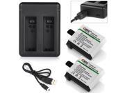 ML 2x AHDBT 401 Battery Dual Charger For GoPro HD HERO4 replacement Black Silver