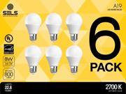 SELS LED LED light bulb 8W 60W Equivalent Soft White A19 LED Bulb Non Dimmable UL Listed Suitable for Damp Locations Indoor and Outdoor Use 6 Pack
