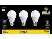 SELS LED A19 Led Light Bulbs 10 Watts 806 Lumens E26 Base Soft White 3 Pack