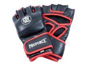 Proforce Gladiator Premium Leather MMA Fight Gloves Black and Red