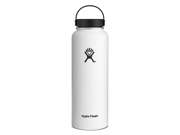 Hydro Flask 40 oz Vacuum Insulated Stainless Steel Water Bottle Wide Mouth w Flex Cap White