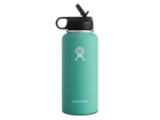 Hydro Flask 32 oz Vacuum Insulated Stainless Steel Water Bottle Wide Mouth w Straw Lid Mint