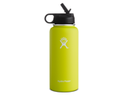 Hydro Flask 32 oz Vacuum Insulated Stainless Steel Water Bottle Wide Mouth w Straw Lid Citron