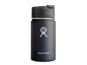 Hydro Flask 12 oz Vacuum Insulated Stainless Steel Water Bottle Wide Mouth w Hydro Flip Cap Black