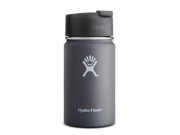 Hydro Flask 12 oz Vacuum Insulated Stainless Steel Water Bottle Wide Mouth w Hydro Flip Cap Graphite