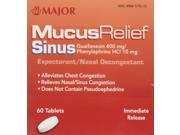 [3 Pack] Mucus Relief PE Sinus Generic for Mucinex Sinus Congestion IR Tablets 60 Count 180 Tablets