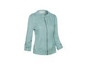 Women s Cotton Zip Up Long Roll Tab Sleeve Lightweight Basic Casual Jacket