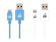 Iogear GRUL01 BL WT Lightning USB Cable for iPad iPhone iPod 2 Pk Blue White