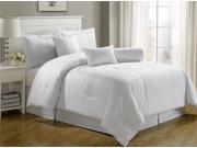 Royal Calico QUEEN Size WHITE 7 Piece Comforter Set Damask Stripes 100% Cotton Bed Cover