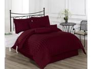 Royal Calico QUEEN Size BURGUNDY 7 Piece Comforter Set Damask Stripes 100% Cotton Bed Cover