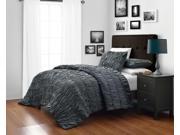 Ruched QUEEN Size CHARCOAL GREY 3 Piece Duvet Cover Set with 1pc Duvet Insert Value Bedding Set By Cozy Beddings