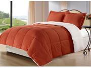 Borrego KING Size 3 Piece BURNT ORANGE Color Comforter Set Blanket with Pillow Shams Sherpa Berber Fabric Bed Cover
