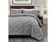 Master 3 Piece KING Size Pich Pleat Comforter Set Light Grey Color Decorative Pintuck Bed Cover Set for all Season by Cozy Beddings
