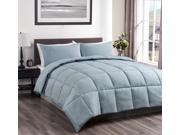 Super 3 Pieces King Cal King Down Alternative Comforter Set Stone Blue Color Reversible Bed Cover Set