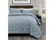 Master 3 Piece FULL Size Pich Pleat Comforter Set Stone Blue Color Decorative Pintuck Bed Cover Set for all Season by Cozy Beddings