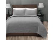 Madison Full Queen Size Bed 3pc Quilted Bedspread Light Grey Color Bed Cover Set Thin Extra Light weight and Oversized coverlet