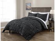 Ruched Beddings 3 Piece QUEEN Size Pich Pleat Comforter Set CHARCOAL GREY Color Decorative Pintuck Bed Cover Set for all Season by Cozy Beddings