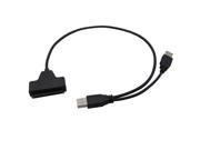 Dual USB 2.0 to SATA 15 7 Pin Data and Power Cable Adapter For 2.5 inch HDD SSD