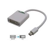 White Mini Display Port DP To DVI Adapter Cable Lead For Microsoft Surface Pro