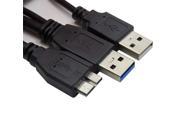 Dual USB 3.0 A Male with USB power to Micro Y cable for Mobile Hard disk