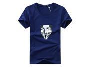 Mask Photo T Shirt Short Sleeves Cotton O Neck White Gray Black Navy Blue