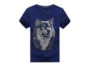 T Shirt Wolf Printing Men’s T Shirts Short Sleeve Cotton Material Black White Dark Blue Grey