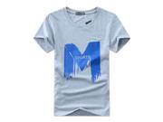 M Letter Graffiti T Shirts of Man Polo Shirt Round Neck Cotton White Navy Blue Gray Black