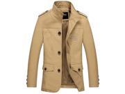 Jacket Stand Up Collar For Autumn and Winter Men’s Slim Coat Beige Navy Blue Khaki Green
