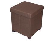 Folding Storage Ottoman with Legs Upholstered 16 x 16 Linen Strong and Sturdy Quick and Easy Assembly Foot Stool