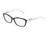 Tiffany Optical 0TF2074 Full Rim Cat Eye Woman Sunglasses Size 52 Havana Blue Clear Lens