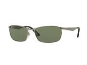 Ray Ban Pillow 0RB3534 Rectangular Sunglasses for Mens Size 62 Polar Green