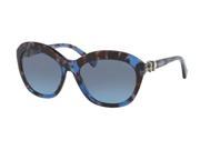 Coach 0HC8184 Sun Full Rim Cat Eye Womens Sunglasses Size 57 Blue Tortoise Grey Blue Gradient