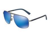 Dolce Gabbana 0DG2154 Sun Full Rim Pilot Mens Sunglasses Size 61 Gunmetal Rubber Green Mirror Blue