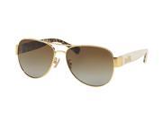 Coach 0HC7059 Sun Full Rim Pilot Womens Sunglasses Size 58 Gold Ivory Brown Gradient Polar