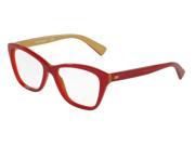 Dolce Gabbana 0DG3249F Optical Full Rim Square Womens Sunglasses Size 53 Top Red On Gold Transparent