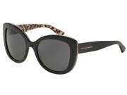 Dolce Gabbana 0DG4233F Sun Full Rim Cat Eye Womens Sunglasses Size 53 Top Black On Leo Grey