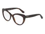 Dolce Gabbana 0DG3255F Optical Full Rim Cat Eye Womens Sunglasses Size 53 Havana Transparent
