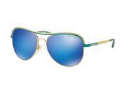 Michael Kors 0MK1012 Sun Full Rim Pilot Womens Sunglasses Size 58 Gold Dark Turquoise Lens Teal Mirror