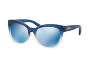 Michael Kors 0MK6035 Sun Full Rim Cat Eye Womens Sunglasses Size 53 Blue Gradient Lens Blue Mirror