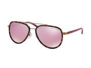 Michael Kors 0MK5006 Sun Full Rim Pilot Womens Sunglasses Size 57 Tortoise Gold Lens Milky Pink
