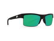 Costa Del Mar South Sea Matte Black Gunmetal Rectangular Sunglasses Green Lens 580P