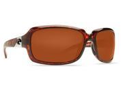 Costa Del Mar Isabela Tortoise Rectangular Sunglasses Copper Lens 580P