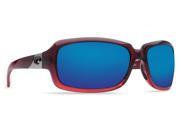 Costa Del Mar Isabela Pomegranate Fade Rectangular Sunglasses Blue Lens 580P