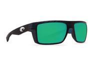 Costa Del Mar Motu Matte Black Teak Square Sunglasses Green Lens 580G