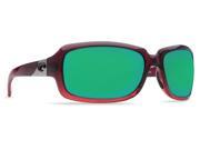 Costa Del Mar Isabela Pomegranate Fade Rectangular Sunglasses Green Lens 580P