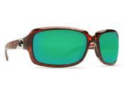 Costa Del Mar Isabela Tortoise Rectangular Sunglasses Green Lens 580G